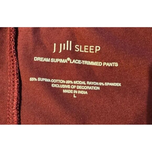 J Jill Sleep Pajama Pants Sz L Dream Supima Cotton Lace-Trimmed Pull-On Stretch - Picture 3 of 12